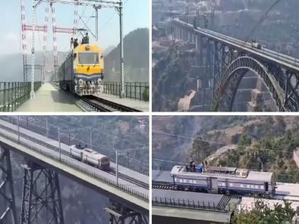 An electric engine ran on the world's highest railway bridge; When will it open for general public? see... | जगातील सर्वात उंच रेल्वे पुलावर धावले इलेक्ट्रिक इंजिन; सामान्यांसाठी कधी सुरू होणार? पाहा...