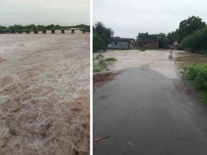 Heavy rains in Gevrai taluka; Increase in water level of Godavari-Sindhfana | हिरडपुरी बंधाऱ्यातून विसर्ग वाढवल्याने गोदावरीच्या पातळीत वाढ; अनेक गावांचा संपर्क तुटला