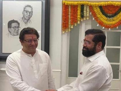 MNS's suggestive reaction by sharing photo of meeting between Raj Thackeray and Eknath Shinde... | विचारांचा वारसा परफेक्ट 'क्लिक', राज ठाकरे आणि एकनाथ शिंदेंच्या भेटीचा फोटो शेअर करत मनसेची सूचक प्रतिक्रिया…