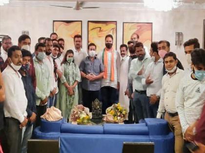 BJP MLA Nitesh Rane has felicitated BJP workers and criticized Shiv Sena | "राणे नावाने शिवसेना घाबरते; पुन्हा समोर आल्यास जोरदार उत्तर द्या, आम्ही तुमच्यासोबत आहोत"