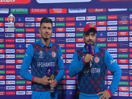 Rashid Khan said, cricket is the only source of happiness for Afghanistan people currently. We've been through alot, after win the match against england by 69 runs  | "आम्ही खूप सहन केलं आहे, अफगाणिस्तानच्या लोकांसाठी...", ऐतिहासिक विजयानंतर राशिद भावुक