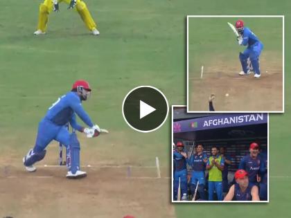 ICC ODI World Cup AFG vs AUS Live : Rashid Khan smashed incredible six to Mitchell Starc ball, another flat-batted forehand swat, and this flies into the stands at square leg, Video  | Boommm...! 'गोफण' फिरवतात तशी राशीदने बॅट फिरवली अन् षटकार; स्टार्क गपगार, Video 