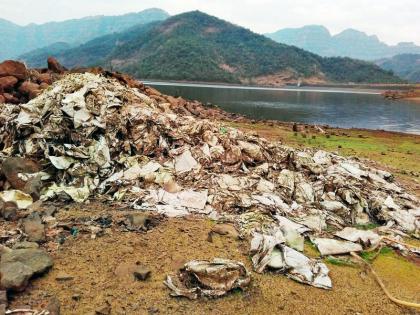 Ratnagiri: cement bags in Khoraninko dam in Lanja | रत्नागिरी : लांजातील खोरनिनको धरणात सिमेंट पिशव्यांचा खच