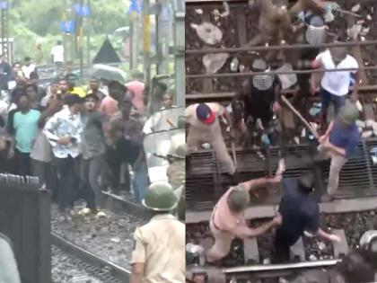 Police resorted to Lathi charge to disperse the protesters gathered at Badlapur railway station | "रेल्वेची वाहतूक सुरळीत करणं महत्त्वाचं"; बदलापूर स्टेशनवरील लाठीचार्जनंतर पोलिसांची प्रतिक्रिया