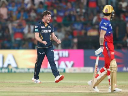 IPL 2024, Royal Challengers Bengaluru vs Gujarat Titans Live Marathi :  RCB 92 for 0 to 117 for 6, Josh Little take 4 crucial wickets, Video  | २५ धावांत ६ विकेट्स ! RCB ने पायावर धोंडा मारला, जॉश लिटल GT चा नायक ठरला 