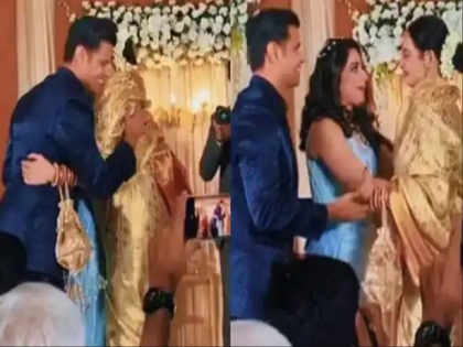 Even the bride Actress couldn't stop herself screaming when see saw Rekha, check what happened at Reception of Neel Bhatt & Aishwarya Sharma | OMG: रिसेप्शनमध्ये रेखा यांना पाहताच अभिनेत्रीची झाली अशी अवस्था, व्हिडीओ होतोय प्रचंड व्हायरल