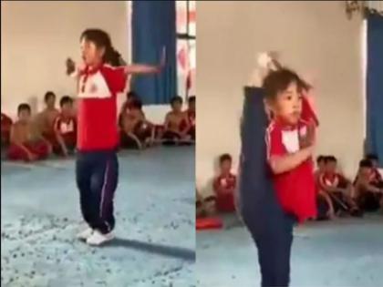 small girl doing stunts video goes viral | इवल्याश्या मुलीचे शरीर रबराप्रमाणे वाकते, स्टंट इतके जबरदस्त की तुम्ही व्हाल हैराण!