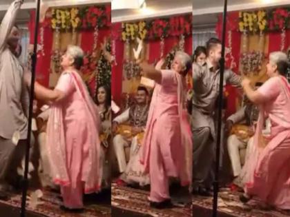 mother in law sasuma dancing on wedding stage video goes viral on social media | सासून भर लग्नात केला असा धमाकेदार डान्स की नवरी म्हणाली...सासू माझी ढाँसू!