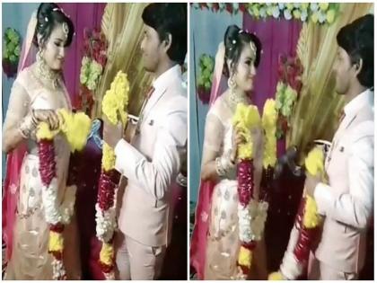 bride and groom fighting in varmala ceremony jugalbandi funny video goes viral on social media | वरमाला घालयला गेली नवरी अन् नवरदेवानं काढली खोड, नवरीने एकच केला एकच इशारा अन्...