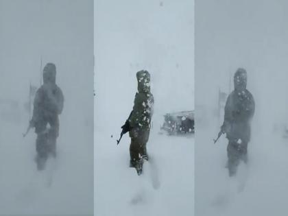 Indian Army Jawan was doing duty in heavy snow video goes viral | कडक सॅल्यूट! भर वादळातही ठामपणे उभा आहे सेनेचा जवान, गुडघ्यापर्यंत बर्फात करत राहिला भारत मातेची सुरक्षा