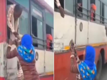 Desi Gugaad viral video : Wife was unable to board the bus then husband apply this jugaad | VIDEO : बसमध्ये सीट मिळवण्यासाठी पती-पत्नीचा भन्नाट जुगाड, जे केलं ते पाहून चक्रावून जाल