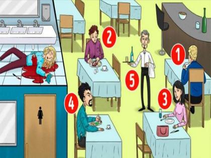 Optical illusion : Can you find the killer of woman in this puzzle iq test | Optical Illusion: फोटोतील 5 लोकांपैकी एक आहे महिलेचा मारेकरी, शोधा कोण आहे तो किलर?