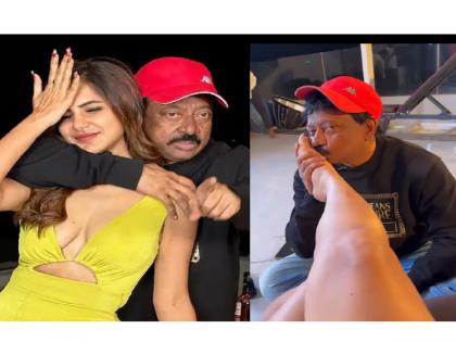 Ram Gopal Varma Trolled: RGV kissed on Actress's leg; Ram Gopal Varma targeted by trollers | Ram Gopal Varma Trolled: अभिनेत्रीच्या पायाची घेतली पप्पी; राम गोपाल वर्मा ट्रोलर्सच्या निशाण्यावर...