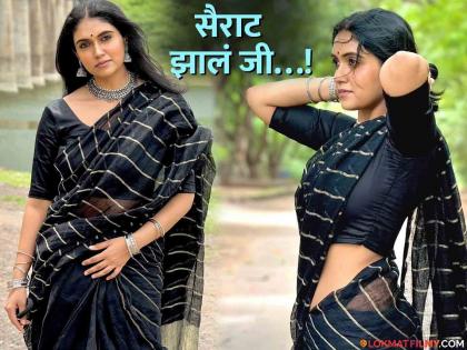 रंग सावला,दिल साफ़! रिंकू राजगुरूनं काळ्या रंगाच्या साडीत फ्लॉन्ट केली फिगर