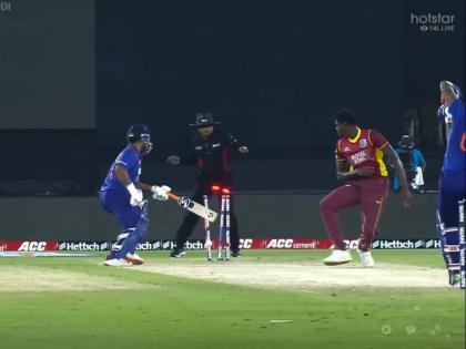 IND vs WI, 1st ODI Live Updates : Unlucky dismissal for Rishabh Pant, Straight shot from Surya hits the bowler Joseph's shoe and then the stumps, Video  | Unlucky dismissal for Rishabh Pant: सूर्यकुमार यादवचा सरळ फटका, गोलंदाजाचा बूट अन् रिषभ पंतची विकेट; पाहा विचित्र पद्धतीने पडलेली विकेट, Video 