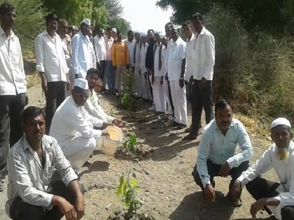 villagers have made tree plant on the road | रस्त्याच्या दुरावस्थेमुळे वैतागलेल्या ग्रामस्थांनी रस्त्यावरच केले वृक्षारोपण