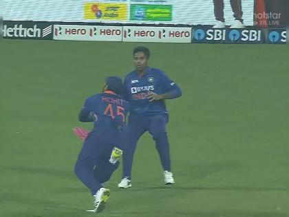 IND vs WI, 1st T20I Live Updates : What a catch from Rohit Sharma, running back with Sky coming as well and he has taken a stunner Video | IND vs WI, 1st T20I Live Updates : Rohit Sharma ने कसला भारी कॅच घेतला, सूर्यकुमार यादव पाहतच राहिला, Video 