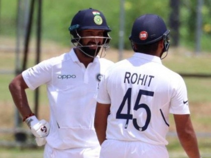 India vs South Africa, 1st Test : Rohit Sharma shouts at Cheteshwar Pujara as the latter fails to complete a run; Ben Stokes make a fun | India vs South Africa, 1st Test : रोहितनं पुजाराला शिवी घातली, त्यावरून बेन स्टोक्सनं फिरकी घेतली