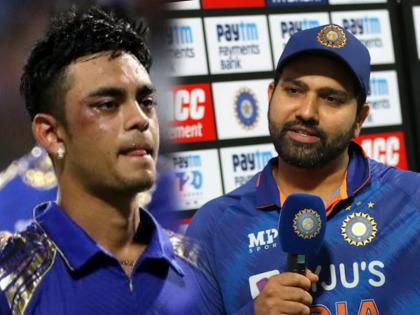 Rohit Sharma Press Conference India vs Sri Lanka 1st T20 Mumbai Indians Partner Ishan Kishan tensed Sanju Samson | Ishan Kishan Rohit Sharma, India vs Sri Lanka 1st T20 : रोहित शर्माच्या एका वाक्यामुळे त्याच्या Mumbai Indiansचा साथीदार इशान किशनला फुटला घाम; वाचा Sanju Samson बद्दल काय म्हणाला 'हिटमॅन'