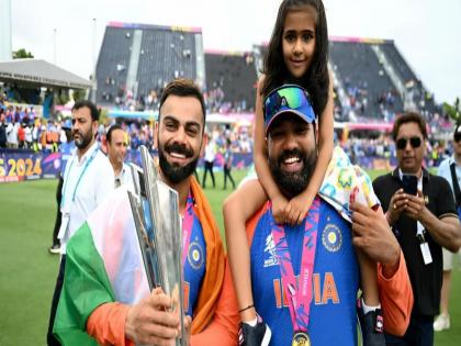 t20 world cup 2024 Rohit Sharma's mother Purnima Sharma has made an emotional post | मुलगी खांद्यावर, देश पाठीशी आणि बाजूला भाऊ; Rohit Sharma च्या आईची भावनिक पोस्ट