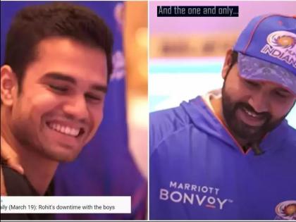 Mumbai Indians Captain Rohit Sharma labelling Arjun Tendulkar as 'the one and only' at MI camp ahead of IPL 2022, Video  | Mumbai Indians Camp : रोहित शर्माचा Arjun Tendulkar सोबत मराठीतून संवाद; पण, 'The one and only' म्हणून घेतली शाळा, Video