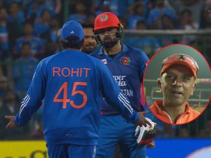 Rohit Sharma charges towards Mohammad Nabi for stealing byes, has heated argument; India coach Dravid defends Afghanistan star | मोहम्मद नबीने धावा 'चोरल्या' म्हणून रोहित भांडला; राहुल द्रविड मात्र हिटमॅनच्या विरोधात  