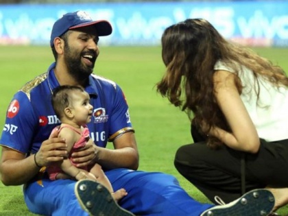 IPL 2019: Rohit Sharma's Celebration with his daughter, Watch Video | IPL 2019 : रोहित शर्माने आपल्या लेकीबरोबर केले विजयाचे सेलिब्रेशन, पाहा व्हिडीओ