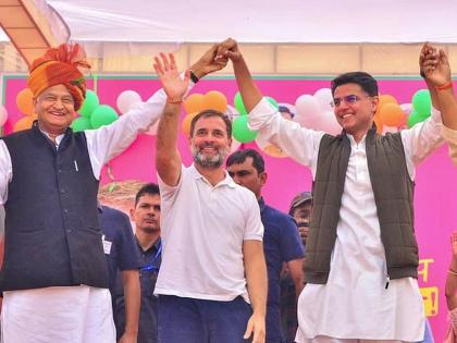 'Development will proceed at double speed'; Rahul Gandhi's assurance in a rally in Rajasthan | 'विकासकामे दुप्पट वेगाने पुढे नेणार'; राहुल गांधी यांचे राजस्थानातील सभेत आश्वासन