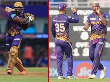 IPL 2022 GT vs KKR Live Updates : Andre Russell - 4/5 with the ball in 1 over and now 48 in 25 balls,  Lockie Ferguson takes the important catch and Gujarat Titans won by 8 runs, Video  | Andre Russell IPL 2022 GT vs KKR Live Updates : आंद्रे रसेलची मसल पॉवर, पण Lockie Fergusonच्या अफलातून झेलने फिरवला सामना; गुजरात टेबल टॉपर, Video