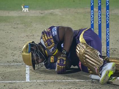 IPL 2019 : When Big Andre Russell was knocked down in Harshal Patel over during DC vs KKR match | IPL 2019 : अन् काळजाचा ठोका चुकला, KKRचा आंद्रे रसेल थोडक्यात बचावला; Video