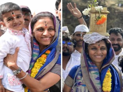 Taala engrossed in the chanting of Vithuraya in the voice of mridanga Participating in Supriya Sule Vari | Video: टाळ-मृदंगाच्या घोषात अन् विठुरायाच्या नामस्मरणात तल्लीन; सुप्रिया सुळे वारीत सहभागी