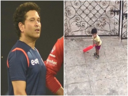 The god of cricket, Sachin Tendulkar, fan of a two-year's boy playing cricket | क्रिकेटचा देव, सचिन तेंडुलकर झाला दोन वर्षांच्या चिमुकल्याचा चाहता