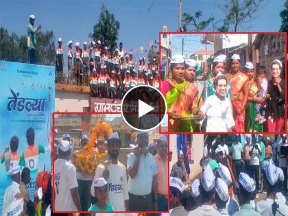 cricketer Sachin Tendulkar birthday celebrations at Aundhi village in Sangli | Sachin Tendulkar's 50th birthday: घरांसमोर गुढ्या, पालखीसह जल्लोषी शोभायात्रा; सांगलीतील औंढी गावाने साजरा केला सण