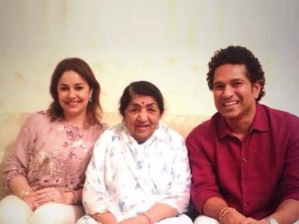 Lata Mangeshkar Death Anniversary, Sachin Tendulkar: | Lata Mangeshkar Death Anniversary: "मैं अगर बिछड भी जाऊ कभी..."; Sachin Tendulkar ची लतादीदींना अनोखी मानवंदना