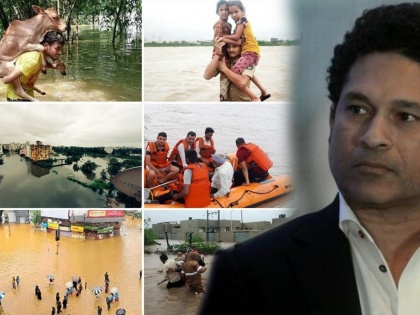 After Ajinkya Rahane, the 'god of cricket' Sachin Tendulkar also ran to help the flood victims | अजिंक्य रहाणेनंतर पूरग्रस्तांच्या मदतीला 'क्रिकेटचा देव'ही धावला...