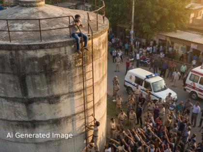 बायकोशी झालेल्या तुफान वादातून पतीचा 'हाय व्होल्टेज' ड्रामा! पाण्याच्या टाकीवर चढला, पण पुढे काय झालं...