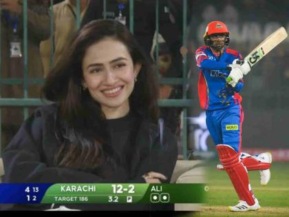 Sana Javed is supporting husband Shoaib Malik in the Multan Stadium, Malik scored 53 off 35 balls in PSL 2024  | मोठ्या हौसेने स्टेडियमवर पोहोचली सना जावेद; तिसऱ्या पत्नीसमोर शोएब मलिकची फजिती