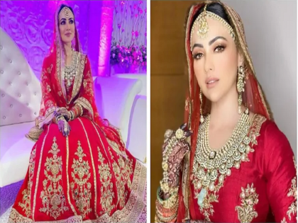 Newlywed Sana Khan Wedding lehenga worth Rs, 99k Caught Everyone Attenstion On Social Media | नववधू सना खानच्या वेडिंग लूकने वेधले लक्ष, जाणून घ्या लाल लेहंग्याची किंमत आणि खासियत