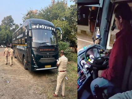 Driver's license suspended for watching video while driving bus, private bus seized by RTO | बस चालविताना व्हिडीओ पाहणाऱ्या चालकाचा परवाना रद्द, आरटीओकडून खासगी बस जप्त