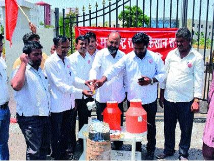 Sangli's milk allocation movement by farmers protest: Stop the loot of milk producers | किसान सभेतर्फे सांगलीत दूध वाटप आंदोलन : दूध उत्पादकांची लूट थांबवा