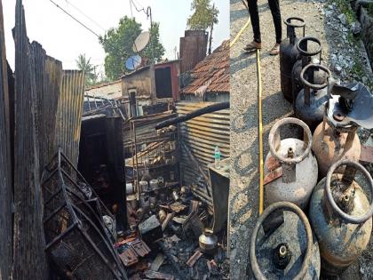 blast of the gas cylinder, Burn down four houses in sangli | सांगलीत गॅस सिलेंडरचा स्फाेट; चार घरे जळून खाक; अग्निशमन दलाचे चार कर्मचारी जखमी