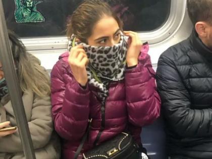 Sara Ali Khan enjoys a secret metro ride in New York | 'ही' अभिनेत्री मेट्रोत फिरत होती, पण तिला कुणीच ओळखलं नाही!