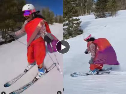 Viral Video Lady in Saree doing ice skiing Amazing Skills social media praising efforts | Video: बाबोssss .... साडी नेसून महिलेने बर्फात केले थक्क करणारे स्टंट, एकदा नक्कीच पाहा