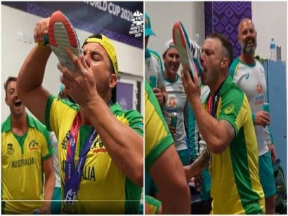 T20 World Cup: Why drink beer in shoes by Australian players, know the reason behind celebration | T20 World Cup: बुटात बिअर टाकून का प्यायली? जाणून घ्या, ऑस्ट्रेलियन खेळाडूंच्या अजब सेलिब्रेशनमागचं कारण...