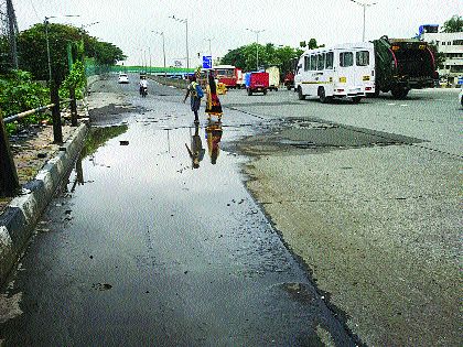 Annabhau Sathe hurdles on the flypack for vehicular traffic | अण्णाभाऊ साठे उड्डाणपुलावरील खड्डे वाहनांसाठी ठरताहेत अडथळा