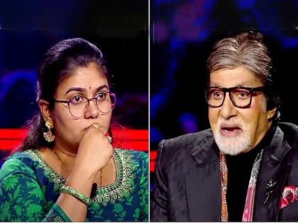 KBC - Just 1 step away from becoming a millionaire; Who is 'this' female contestant on Hotseat? | KBC - कोट्यधीश बनण्यापासून केवळ १ पाऊल दूर; हॉट सीटवरील 'ही' महिला स्पर्धक कोण आहे?