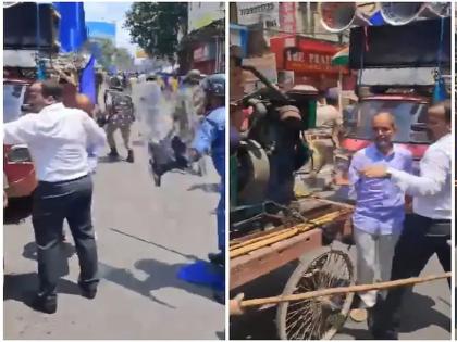 Lathi-wielding police constables break up SDM dances to disperse protestors, chaos during Bharat Bandh    | आंदोलकांना पांगवण्यासाठी लाठीमार करणाऱ्या पोलीस शिपायांनी SDM साहेबांनाच झोडपले, भारत बंददरम्यान एकच गोंधळ   