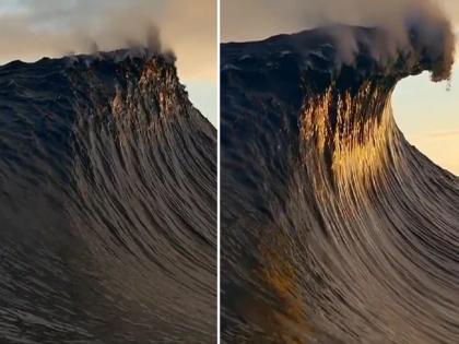 Sea Wave Touching Clouds Video: waves of the sea touches clouds, watch the thrilling video | Sea Wave Video: समुद्राच्या लाटांचा ढगांना स्पर्श, पाहा डोळ्याचे पारणे फेडणारा व्हिडिओ