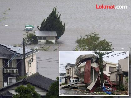 Typhoon Shanshan in Japan landfall bringing strong winds torrential rains and landslides 4 killed | Typhoon Shanshan : जपानमध्ये 'शानशान' वादळामुळे विध्वंस; ५० लाख लोकांना सोडावी लागली घरं, अनेकांचा मृत्यू