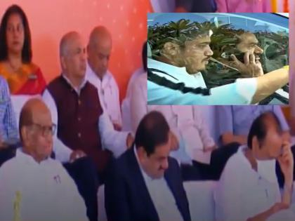 In Baramati, Sharad Pawar, Gautam Adani on the same stage, Rohit Pawar drove the car | बारामतीमध्ये शरद पवार गौतम अदानी एकाच मंचावर, रोहित पवारांनी केलं कारचं सारथ्य